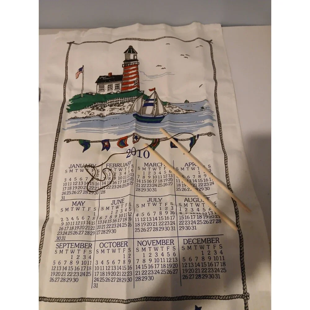 Kay Dee Designs   Sea  Lighthouse Sailboat  Linen Calendar Towel  W Box  2010